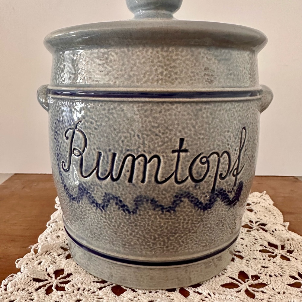 Gray Ceramic Rumtopf Cookie Jar